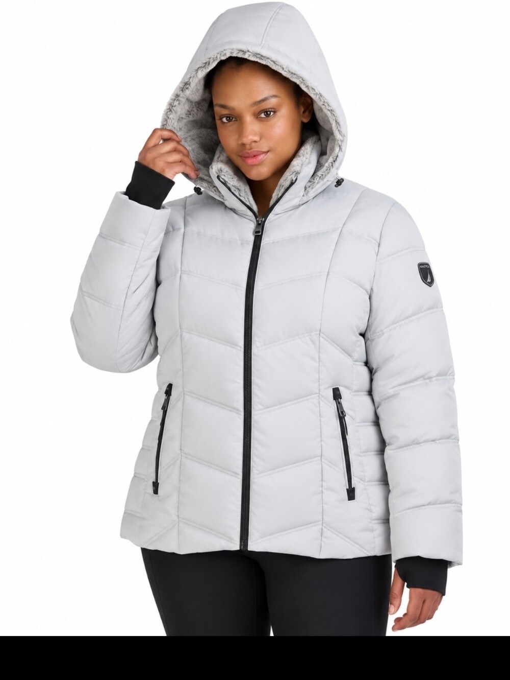 Nautica Women's Water Resistant Puffer Removable Hood Full Zip Jacket Size XXL